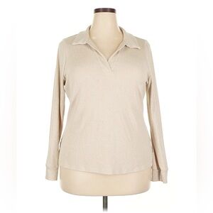 New! Lane Bryant Cream Beige Johnny Collar Shirt NWT Capsule Wardrobe Basic